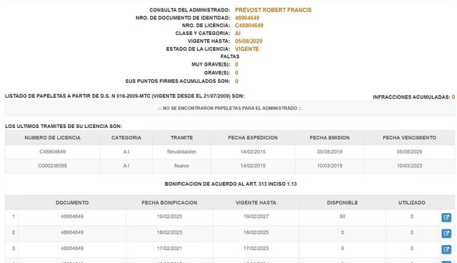 Apenas fue elegido Papa, las instituciones estatales evidenciaron que tenía todos los papeles como un peruano más. Incluso sacó licencia de conducir y no recibió ninguna papeleta en 10 años.